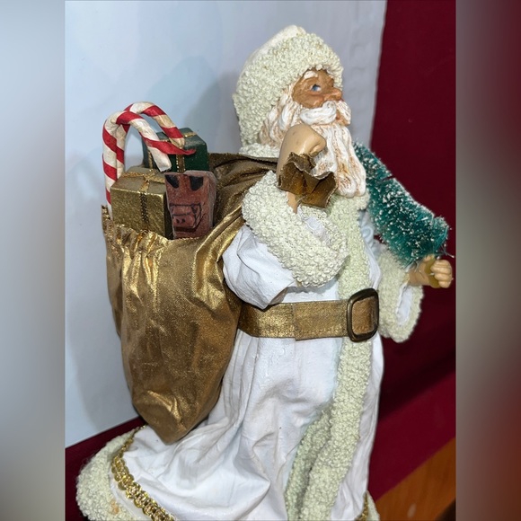 Possible Dreams SANTA 1987 Clothtiques 10#Old World White Gold TOY sack  713036 - Picture 9 of 16